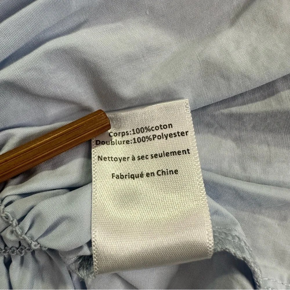 Astr Light Blue Smocked Puff Sleeve Blouse Size Medium